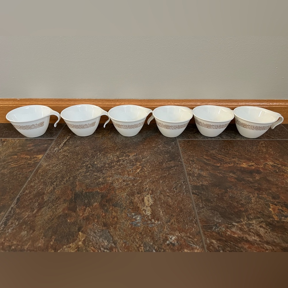 A set of 6 Vintage Corelle Woodland brown hook handle coffee tea cups Corning. - Picture 2 of 10
